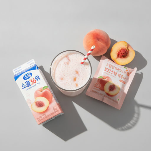복숭아 우유 쉐이크