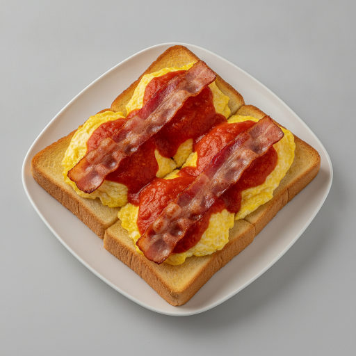 베이컨 토마토소스 계란 토스트
