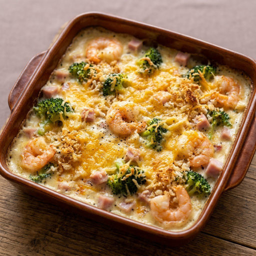 Gratin de crevettes et brocoli