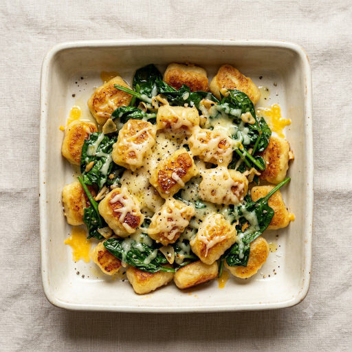 Gnocchis à poêler avec épinards et cheddar