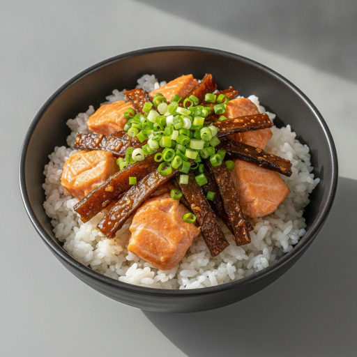 연어 쥐포 조림 덮밥