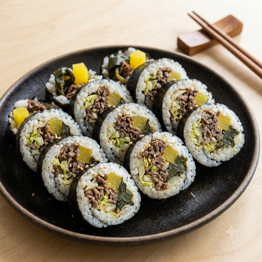 소고기 명이나물 장아찌 김밥